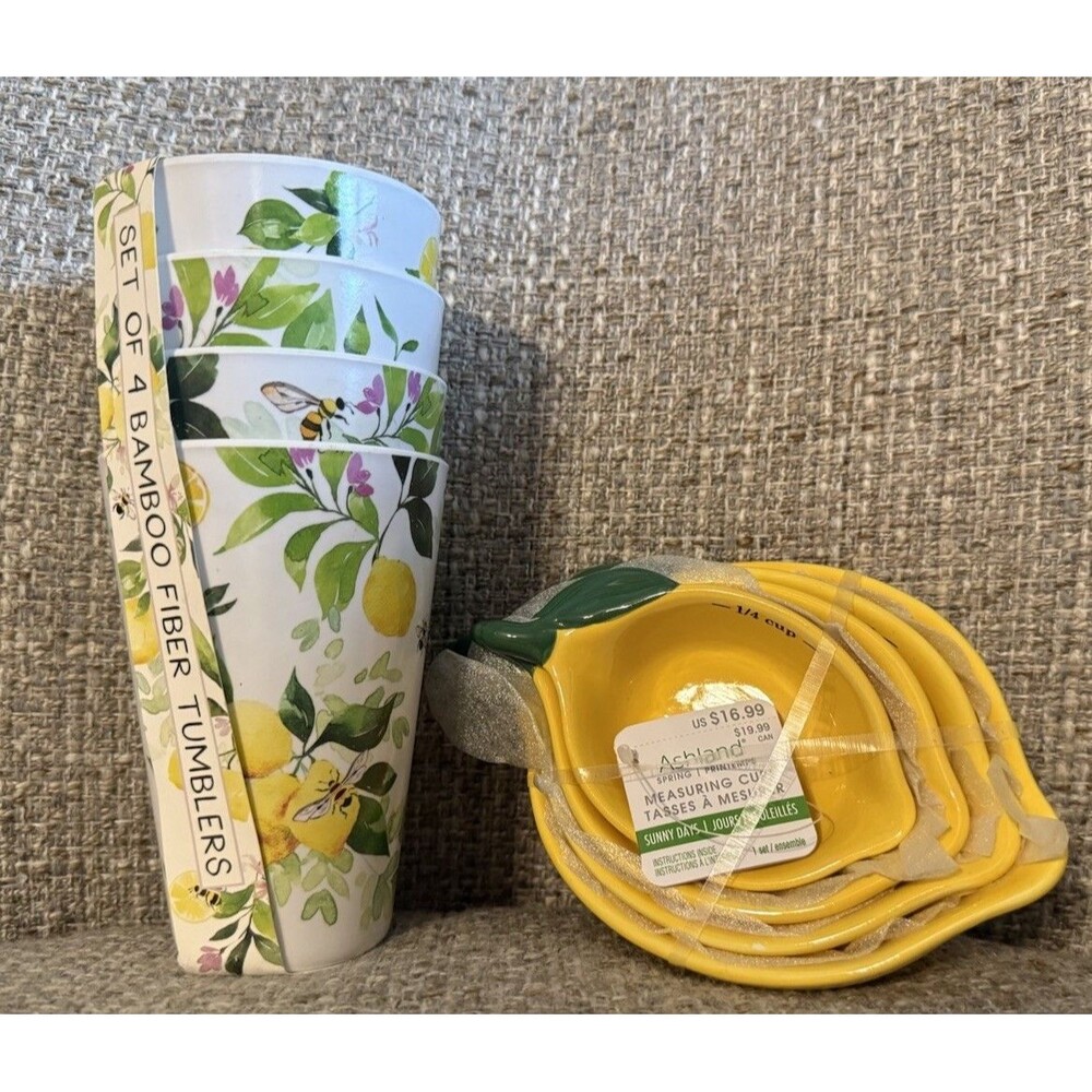 Ashland Street Lemon Citrus Measuring And Primrose Alley Melamine Cups Lot